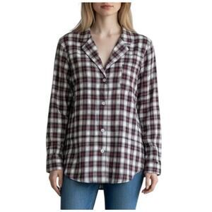 Jenni Kayne Classic Plaid Button Shirt Minimalist Capsule Casual Size Small NWT